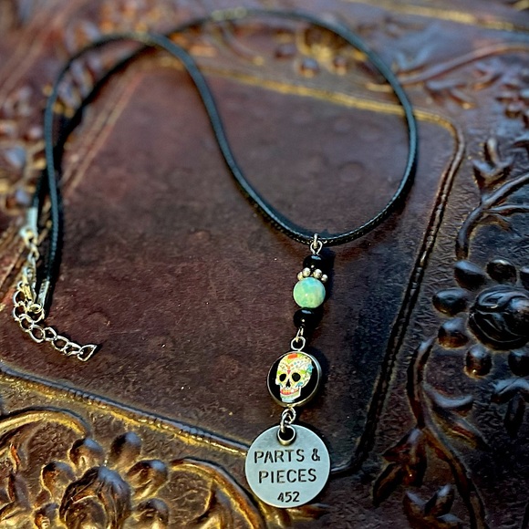 Halloween Parts & Pieces Sugar Skull Token Charm Necklace - Picture 5 of 13